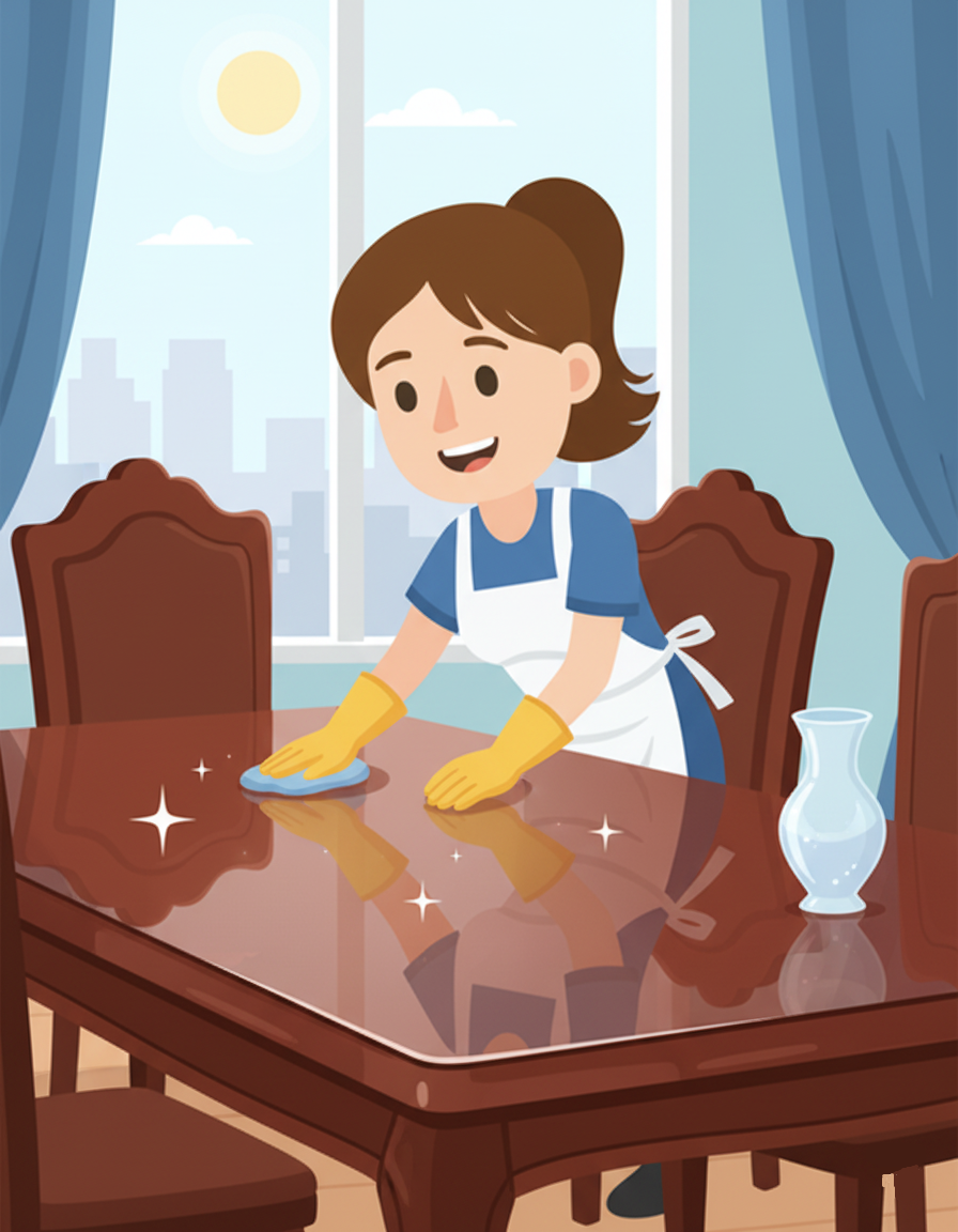 Professional cleaner polishing a kitchen surface in Manchester